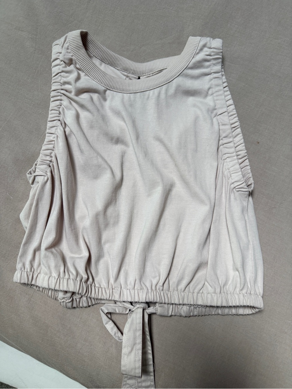 Pilcro Light Beige Ruched Drawstring Tank